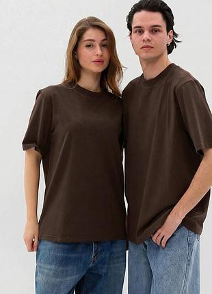 Футболка oversize базовая унисекс с коротким рукавом цвет коричневый р. s, m, l, xl, xxl l