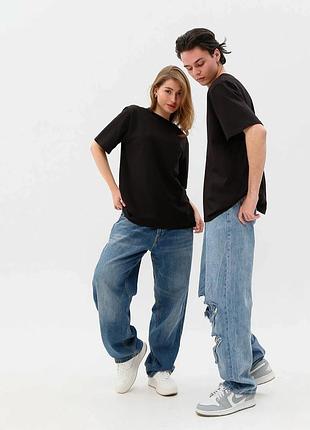 Футболка oversize базовая унисекс с коротким рукавом цвет черный р. xs, s, m, l, xl, xxl xs