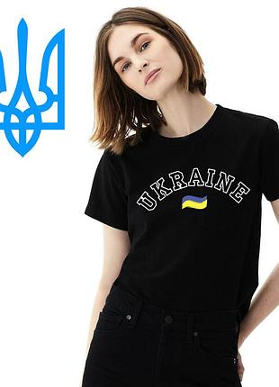 Футболка с надписью украина, флагом украины изготовление за 1 день l, белый