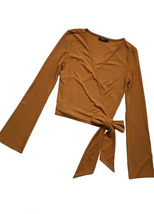 Блуза горчичного цвета на запах eight paris s