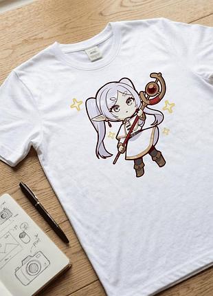 Жіноча аніме футболка розмір xxxl «фрірен» (frieren) з милим chibi принтом у японському стилі. аніме футболка. аніме.
