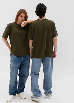 Футболка oversize базовая унисекс с коротким рукавом цвет хаки р. xs, s, m, l, xl l