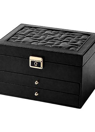 Шкатулка casegrace sp-01265 для украшений и ювелирных изделий трехуровневая на замке с ключом 23*17*13,5 см black