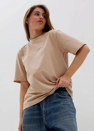 Футболка oversize базовая унисекс с коротким рукавом цвет бежевый р. xs, s, m, l, xl, xxl xxl