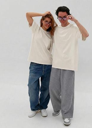 Футболка oversize базовая унисекс с коротким рукавом цвет молочный р. s, m, l, xl, xxl xxl
