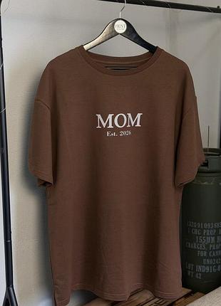 Оверсайз футболка mom est. [год] — персонализированная плотная футболка m, темно синий