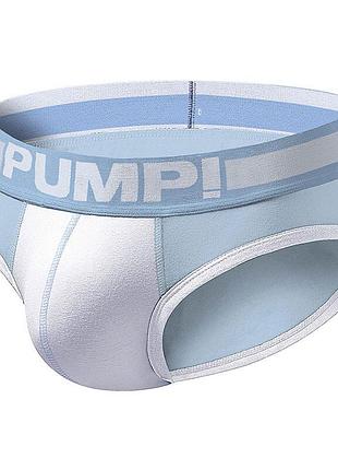 Брифы мужские хлопковые трусы pump голубого цвета с широкой резинкой l
