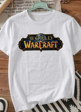 Мужская футболка размер m «world of warcraft» в gaming стиле - стильная белая футболка с принтом для фанатов игры. футболки.