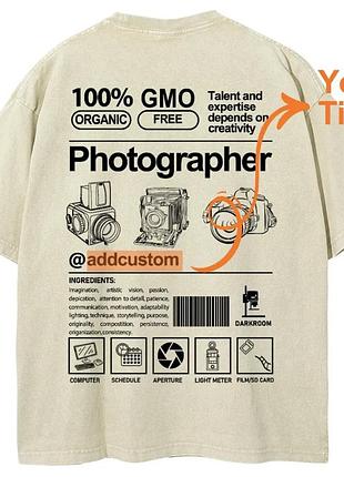 Футболка "photographer" з нікчемом instagram бежевий, xl