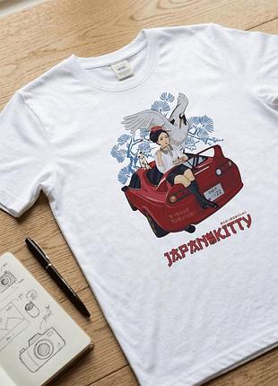 Футболка женская с аниме принтом размер м japan kitty с автомобилем jdm. аниме футболка. аниме стиль. женские футболки.