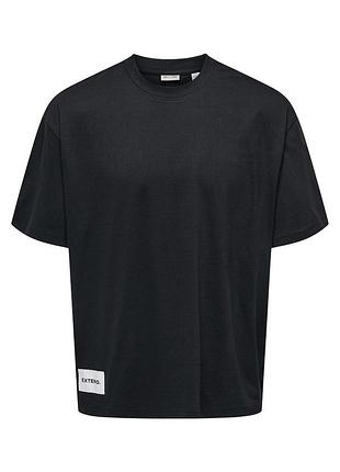 Мужская бежевая футболка only & sons черный, m