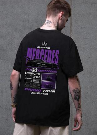 Мужская оверсайз футболка without с принтом mercedes black l-xl