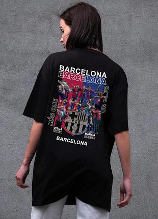 Женская оверсайз футболка without с принтом barcelona black s/m
