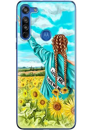 Чохол силіконовий з картинкою на motorola g8 (патріотичний, дівчинка українка)