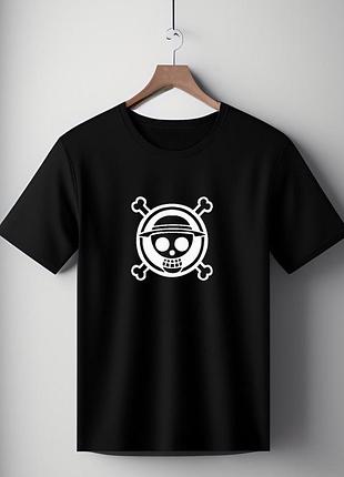 Футболка чорна оверсайз унісекс з принтом " one piece " розмір s-m l