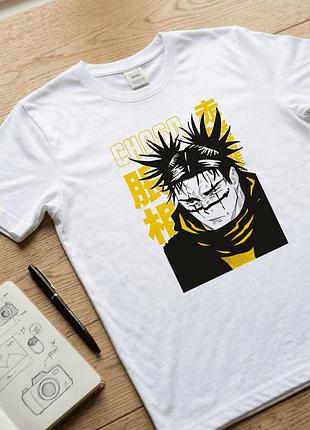 Мужская белая футболка с аниме принтом размер m «jujutsu kaisen / магическая битва» с персонажем чосо (choso), аниме футболка