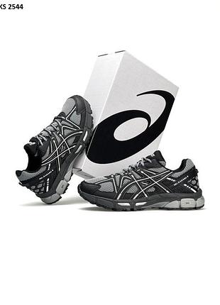 Кроссовки мужские серые с черным кожаные с сеткой 41 42 asics gel-kahana 8 black/gray