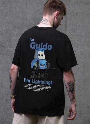 Мужская оверсайз футболка without с принтом guido black l-xl
