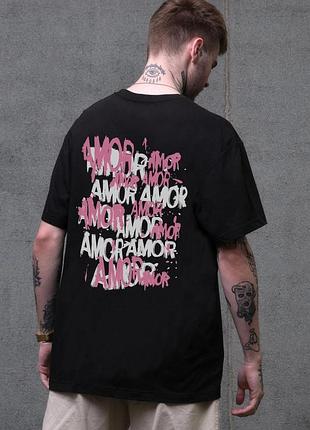 Мужская оверсайз футболка without с принтом amor black l-xl