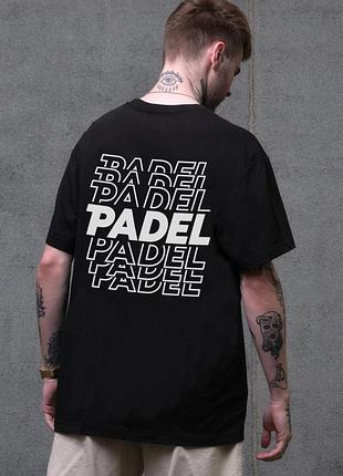 Мужская оверсайз футболка without с принтом padel black l-xl