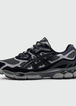 Кроссовки мужские черно серые asics gel-nyc black grey размер 41 44