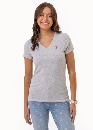 Женская футболка u.s.polo assn. (786660249002) v-neck t-shirt s серая