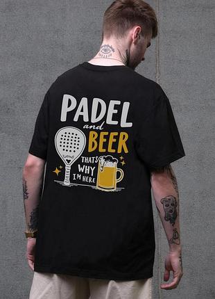Мужская оверсайз футболка without с принтом padel and beer black l-xl
