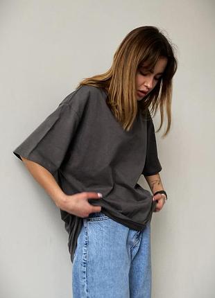 Женская оверсайз футболка without great 24 dark gray s/m 2xl/3xl