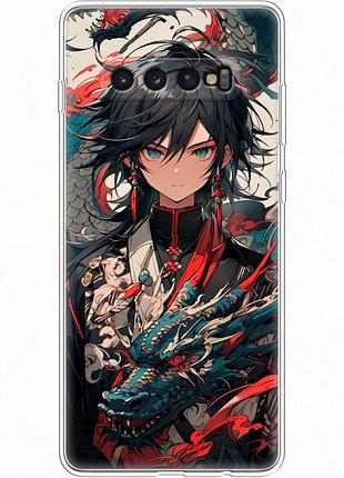 Чехол силиконовый с картинкой на samsung galaxy s10 plus (g975) (аниме, anime)
