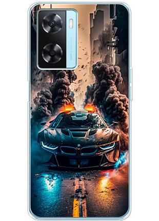 Чехол силиконовый с картинкой на oppo a77 (машина bmw i8)