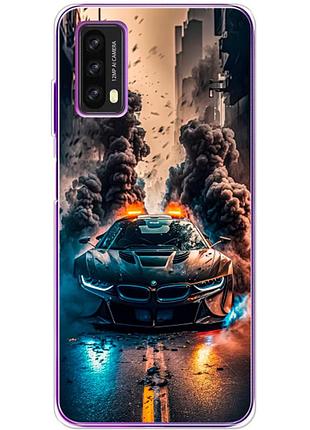 Чехол силиконовый с картинкой на blackview a90 (машина bmw i8)