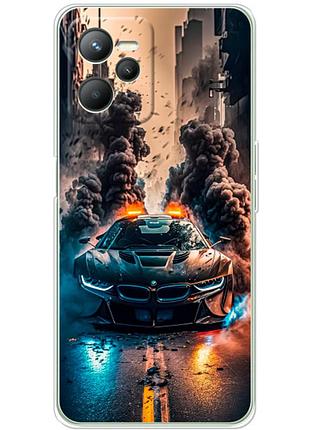 Чехол силиконовый с картинкой на realme c35 (машина bmw i8)