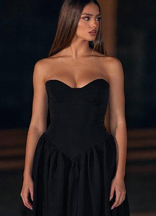 Чорна сукня plt prettylittlething xs, корсетна, міді