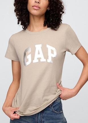Футболка женская хлопковая gap (4826241296655) logo m бежевая