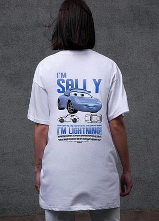 Женская оверсайз футболка without с принтом sally white l/xl 2xl-3xl
