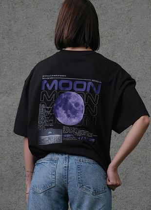 Женская оверсайз футболка с принтом without moon black l/xl s/m