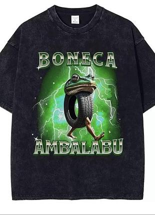 Футболка brainrot boneca ambalabu бонека амбалабу чорна меланж