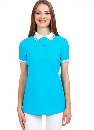 Футболка-поло женская голубой, 2xl