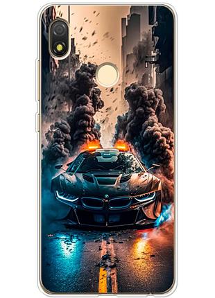 Чехол силиконовый с картинкой на tecno pop 3 (машина bmw i8)