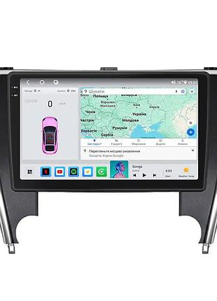 Штатная магнитола lesko для toyota camry (usa) vii (xv50) рестайлинг 2015-2017 экран 10" 4/64 qled carplay 4g wi-fi gps 360 prime