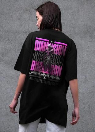 Жіноча оверсайз футболка з принтом without dimension black 2xl-3xl