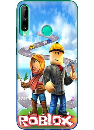Чехол силиконовый с картинкой на huawei p40 lite e (роблокс, roblox)