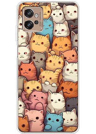 Чехол силиконовый с картинкой на motorola g32 (котики)