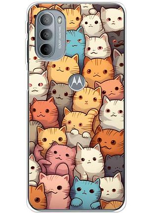 Чехол силиконовый с картинкой на motorola g31 (котики)