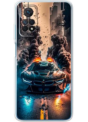 Чехол силиконовый с картинкой на xiaomi redmi note 11e pro (машина bmw i8)