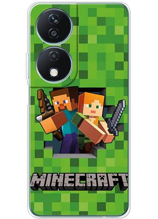 Чехол силиконовый с картинкой на huawei honor x7b (майнкрафт, minecraft)