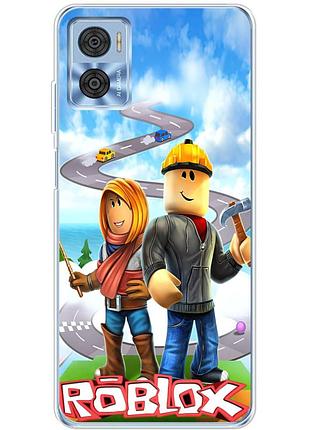 Чехол силиконовый с картинкой на motorola e22i (роблокс, roblox)