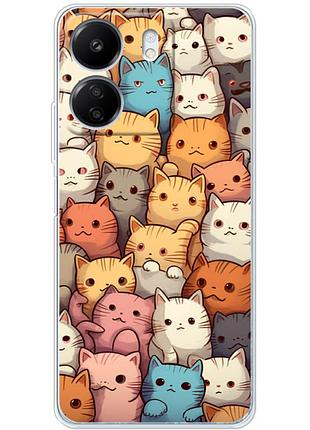 Чехол силиконовый с картинкой на xiaomi redmi 13c (котики)