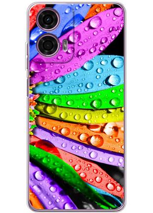 Чохол силіконовий з картинкою на motorola g24 (кольорові листки)