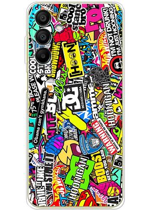 Чехол силиконовый с картинкой на samsung galaxy a15 5g (a155) (цветные наклейки)